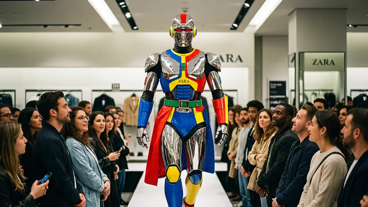 Modeschau mit Roboter im Zara Store
